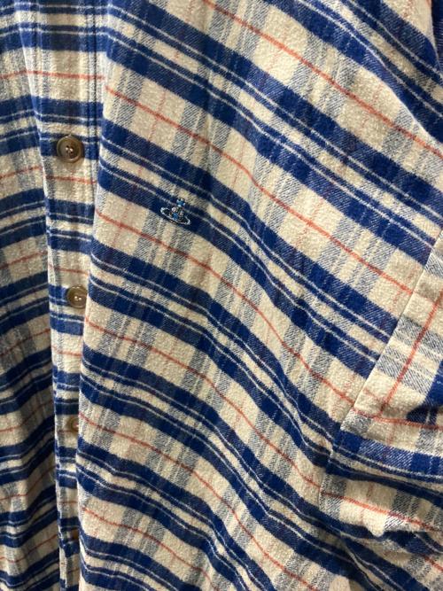 Vivienne Westwood man（ヴィヴィアン ウェストウッド マン）Vivienne Westwood man (ヴィヴィアン ウェストウッド マン) ビッグフランネルシャツ ネイビー×ベージュ サイズ:-の古着・服飾アイテム