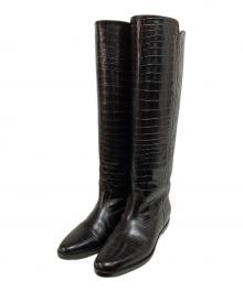 Brenta（ブレンタ）の古着「型押しロングブーツ」｜ブラック