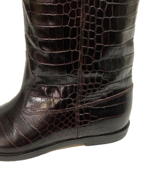 Brenta（ブレンタ）Brenta (ブレンタ) 型押しロングブーツ ブラック サイズ:36の古着・服飾アイテム