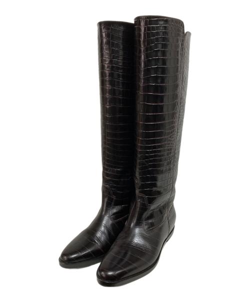 Brenta（ブレンタ）Brenta (ブレンタ) 型押しロングブーツ ブラック サイズ:36の古着・服飾アイテム