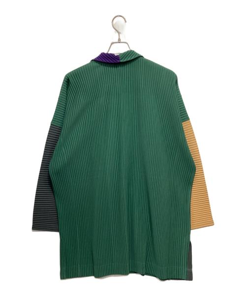 HOMME PLISSE ISSEY MIYAKE（オム プリッセ イッセイ ミヤケ）HOMME PLISSE ISSEY MIYAKE (オム プリッセ イッセイ ミヤケ) カラーブロックオーバーサイズジャケット ベージュ×グリーン サイズ:-の古着・服飾アイテム