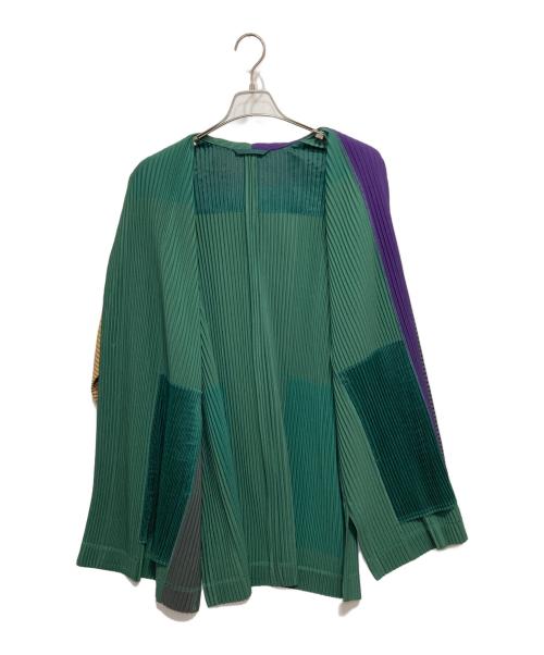 HOMME PLISSE ISSEY MIYAKE（オム プリッセ イッセイ ミヤケ）HOMME PLISSE ISSEY MIYAKE (オム プリッセ イッセイ ミヤケ) カラーブロックオーバーサイズジャケット ベージュ×グリーン サイズ:-の古着・服飾アイテム