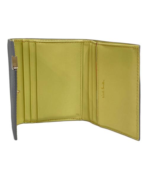 PAUL SMITH（ポールスミス）Paul Smith (ポールスミス) ラブレターがま口3つ折りウォレット イエロー×スカイブルーの古着・服飾アイテム
