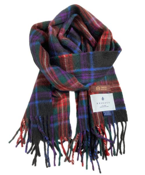 Begg & Co（ベグアンドコー）Begg & Co (ベグアンドコー) TAKEO KIKUCHI (タケオキクチ) アンゴラブレンドマフラー ネイビー×レッドの古着・服飾アイテム