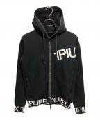 1PIU1UGUALE3 RELAXウノピゥウノウグァーレトレ リラックス）の古着「DIAGONAL LOGO HOODIE/ラインストーンジップパーカー」｜ブラック