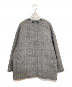 JOURNAL STANDARDジャーナルスタンダード）の古着「スーパー140ビーバーノーカラーショートコート」｜ブラック×グレー