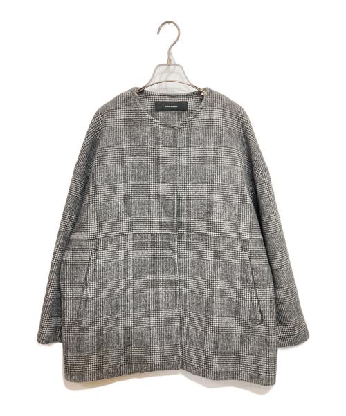 JOURNAL STANDARD（ジャーナルスタンダード）JOURNAL STANDARD (ジャーナルスタンダード) スーパー140ビーバーノーカラーショートコート ブラック×グレー サイズ:FREEの古着・服飾アイテム