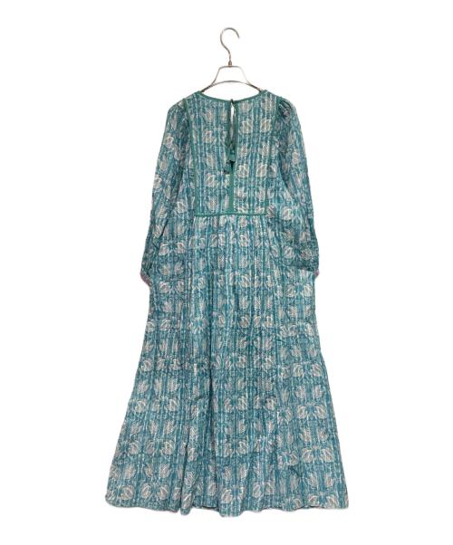 ne quittez pas（ヌキテパ）ne quittez pas (ヌキテパ) Cotton Lurex Tulip Print Yoke Embroidery Dress ブルー サイズ:Sの古着・服飾アイテム