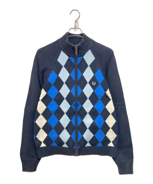 FRED PERRY（フレッドペリー）FRED PERRY (フレッドペリー) ニットトラックジャケット ネイビー×ブルー サイズ:Ｍの古着・服飾アイテム
