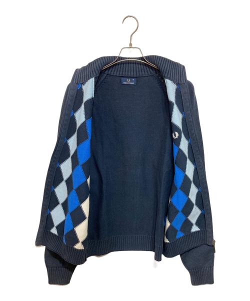 FRED PERRY（フレッドペリー）FRED PERRY (フレッドペリー) ニットトラックジャケット ネイビー×ブルー サイズ:Ｍの古着・服飾アイテム