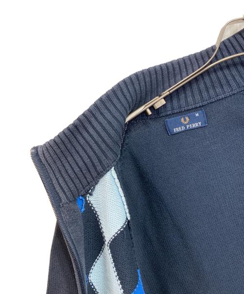 FRED PERRY（フレッドペリー）FRED PERRY (フレッドペリー) ニットトラックジャケット ネイビー×ブルー サイズ:Ｍの古着・服飾アイテム