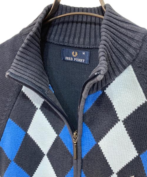 FRED PERRY（フレッドペリー）FRED PERRY (フレッドペリー) ニットトラックジャケット ネイビー×ブルー サイズ:Ｍの古着・服飾アイテム
