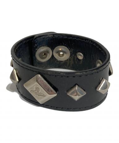廃盤 Vivienne Westwood オーブ刺繍 レザー バングル 黒 幅広 中古・古着通販】Vivienne Westwood (ヴィヴィアンウエストウッド