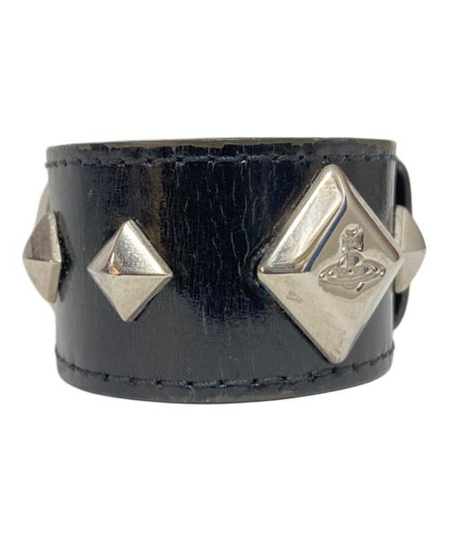 Vivienne Westwood（ヴィヴィアンウエストウッド）Vivienne Westwood (ヴィヴィアンウエストウッド) スタッズレザーバングル ブラックの古着・服飾アイテム