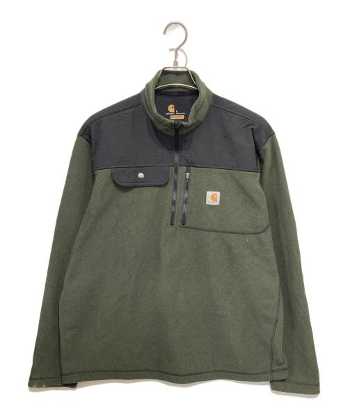 CarHartt（カーハート）CarHartt (カーハート) Half-Zip Sweater Fleece ブラック×オリーブ サイズ:Lの古着・服飾アイテム