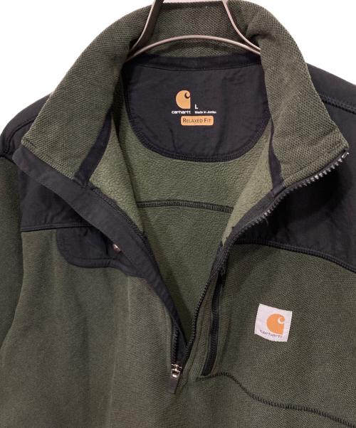 CarHartt（カーハート）CarHartt (カーハート) Half-Zip Sweater Fleece ブラック×オリーブ サイズ:Lの古着・服飾アイテム