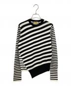 UNITED ARROWSユナイテッドアローズ）の古着「イレギュラーボーダーニット」｜ブラック×ホワイト