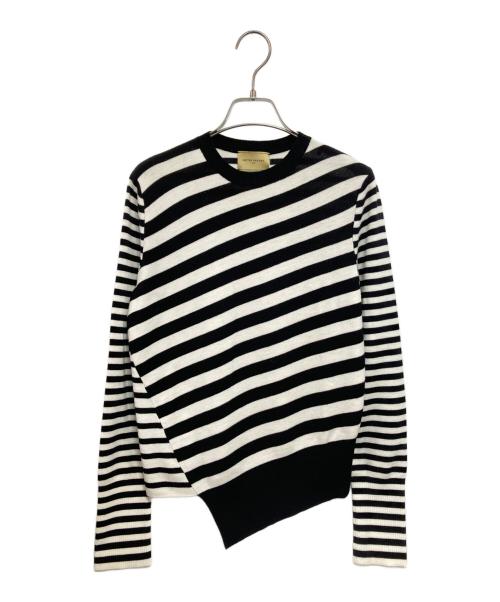 UNITED ARROWS（ユナイテッドアローズ）UNITED ARROWS (ユナイテッドアローズ) イレギュラーボーダーニット ブラック×ホワイト サイズ:-の古着・服飾アイテム