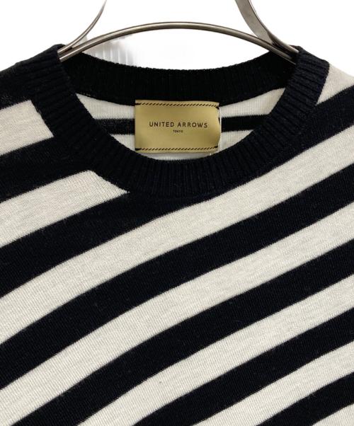 UNITED ARROWS（ユナイテッドアローズ）UNITED ARROWS (ユナイテッドアローズ) イレギュラーボーダーニット ブラック×ホワイト サイズ:-の古着・服飾アイテム