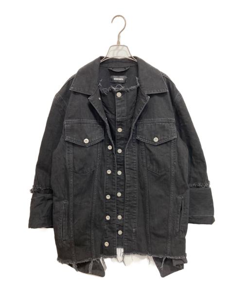 DIESEL（ディーゼル）DIESEL (ディーゼル) フリルデザインデニムジャケット ブラック サイズ:XSの古着・服飾アイテム