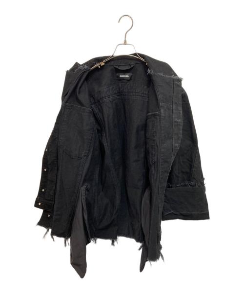 DIESEL（ディーゼル）DIESEL (ディーゼル) フリルデザインデニムジャケット ブラック サイズ:XSの古着・服飾アイテム