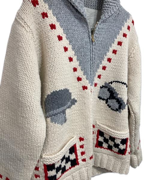 UNUSED（アンユーズド）UNUSED (アンユーズド) cowichan sweater レッド×アイボリー サイズ:2の古着・服飾アイテム