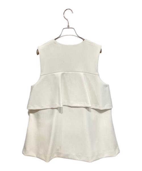 UNITED ARROWS（ユナイテッドアローズ）UNITED ARROWS (ユナイテッドアローズ) パールモチーフ バックペプラム ベスト アイボリー サイズ:36の古着・服飾アイテム