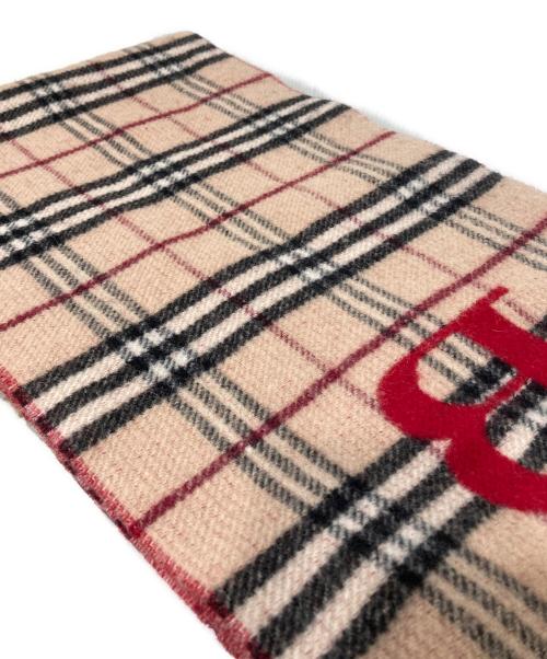 BURBERRY LONDON（バーバリーロンドン）BURBERRY LONDON (バーバリーロンドン) カシミヤブレンドノバチェックマフラー ベージュ×レッドの古着・服飾アイテム