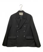 MAISON SPECIALメゾンスペシャル）の古着「4 Colors Chambray Washable Wool Prime-Over Peaked Lapel Double Breasted Jacket」｜ブラック