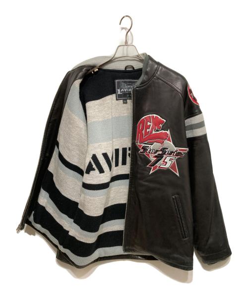 AVIREX（アヴィレックス）AVIREX (アヴィレックス) レザー刺繍スタジャン レッド×ブラック サイズ:XLの古着・服飾アイテム