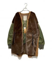 etsinta（エシンタ）の古着「ファー切替ジャケット」｜ブラウン×オリーブ