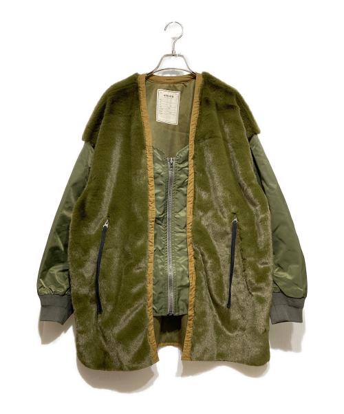 etsinta（エシンタ）etsinta (エシンタ) ファー切替ジャケット ベージュ×オリーブ サイズ:ONEの古着・服飾アイテム