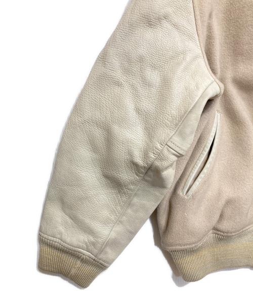 MEN'S BIGI（メンズビギ）MEN'S BIGI (メンズビギ) 袖レザー切替スタジャン ベージュ サイズ:Mの古着・服飾アイテム