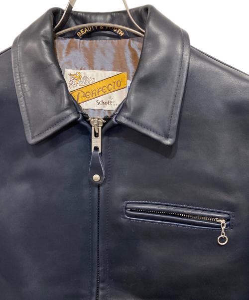 Schott（ショット）Schott (ショット) BEAUTY&YOUTH (ビューティーアンドユース) 別注シングルライダースジャケット ネイビー サイズ:38の古着・服飾アイテム