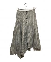 Acne studios（アクネ ストゥディオス）の古着「プリーツフレアスカート」｜グレー×ホワイト