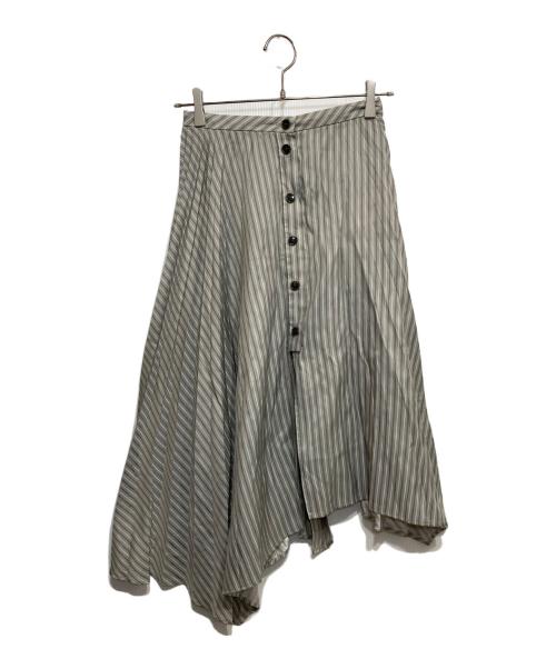 Acne studios（アクネ ストゥディオス）Acne studios (アクネ ストゥディオス) プリーツフレアスカート グレー×ホワイト サイズ:34の古着・服飾アイテム