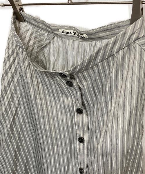 Acne studios（アクネ ストゥディオス）Acne studios (アクネ ストゥディオス) プリーツフレアスカート グレー×ホワイト サイズ:34の古着・服飾アイテム