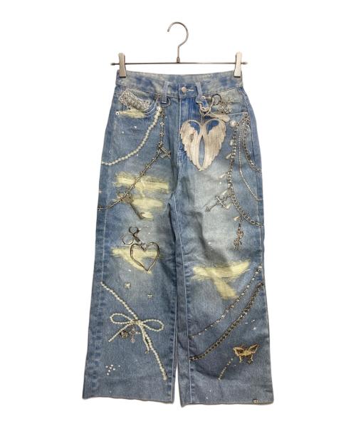 solni（solni）solni (solni) Printed wide leg Denim/プリントワイドデニム インディゴ サイズ:Sの古着・服飾アイテム