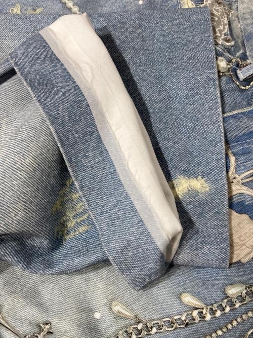 solni（solni）solni (solni) Printed wide leg Denim/プリントワイドデニム インディゴ サイズ:Sの古着・服飾アイテム