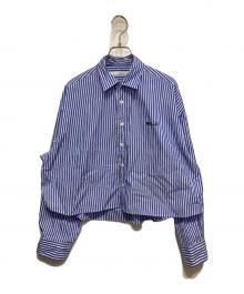 FRAMeWORK（フレームワーク）の古着「100/2ストライプショートシャツ」｜ホワイト×ブルー