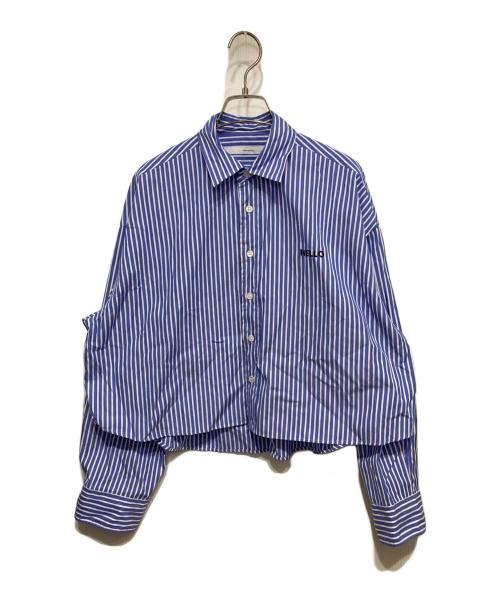 FRAMeWORK（フレームワーク）FRAMeWORK (フレームワーク) 100/2ストライプショートシャツ ホワイト×ブルー サイズ:記載無しの古着・服飾アイテム