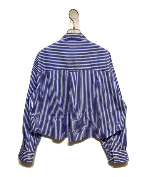 FRAMeWORK（フレームワーク）FRAMeWORK (フレームワーク) 100/2ストライプショートシャツ ホワイト×ブルー サイズ:記載無しの古着・服飾アイテム