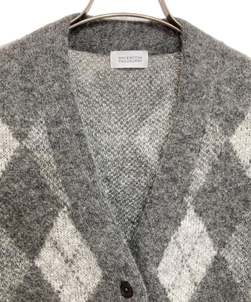 MACKINTOSH PHILOSOPHY（マッキントッシュ フィロソフィー）MACKINTOSH PHILOSOPHY (マッキントッシュ フィロソフィー) アーガイルモヘヤシャギーカーディガン グレー サイズ:38の古着・服飾アイテム