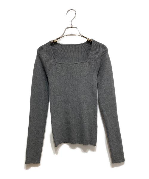 anuans（アニュアンス）anuans (アニュアンス) シルクカシミアブレンドデコルテリブニット グレー サイズ:Fの古着・服飾アイテム