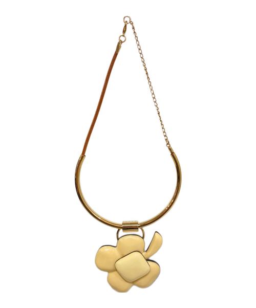 MARNI（マルニ）MARNI (マルニ) フラワーモチーフネックレス ゴールド×アイボリーの古着・服飾アイテム