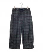 BEAMS PLUSビームスプラス）の古着「タータンチェック ミリタリー イージーパンツ」｜ホワイト×ネイビー