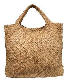 FALORNI ITALIA（ファロルニ イタリア レ ボルセ）の古着「イントレチャートレザーハンドバッグ」｜ベージュ