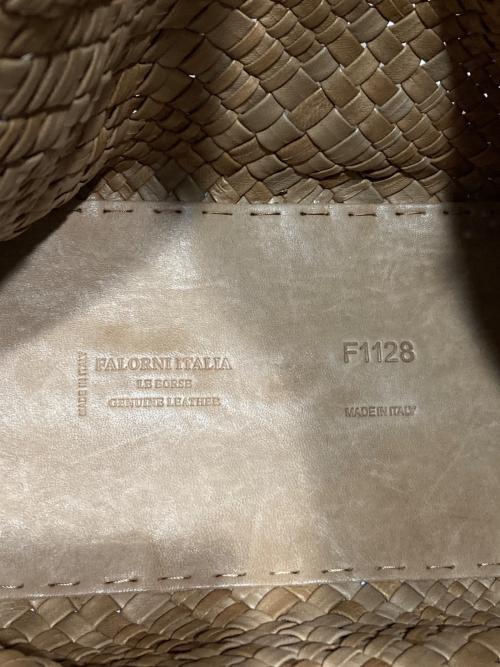 FALORNI ITALIA（ファロルニ イタリア レ ボルセ）FALORNI ITALIA (ファロルニ イタリア レ ボルセ) イントレチャートレザーハンドバッグ ベージュの古着・服飾アイテム