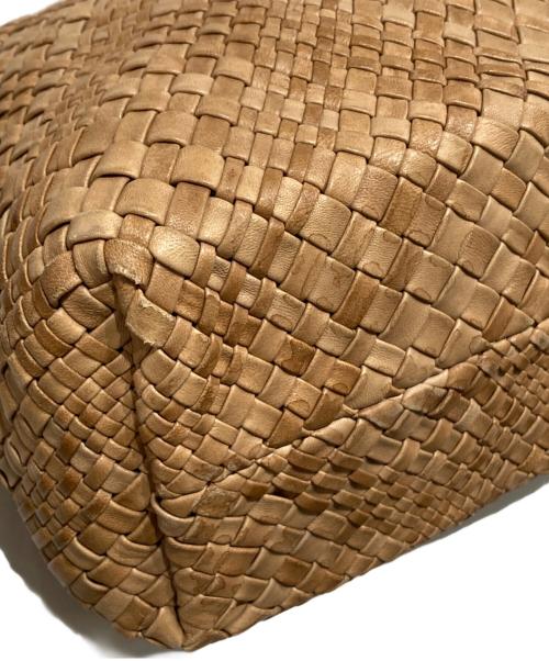 FALORNI ITALIA（ファロルニ イタリア レ ボルセ）FALORNI ITALIA (ファロルニ イタリア レ ボルセ) イントレチャートレザーハンドバッグ ベージュの古着・服飾アイテム