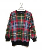 POLO SPORTポロスポーツ）の古着「タータンチェックコットンニット」｜ブルー×レッド
